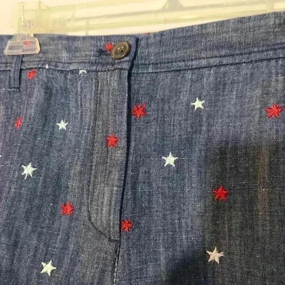 Talbots Embroidered Star Linen Cotton Blend Shorts Sz 14 - Picture 2 of 8